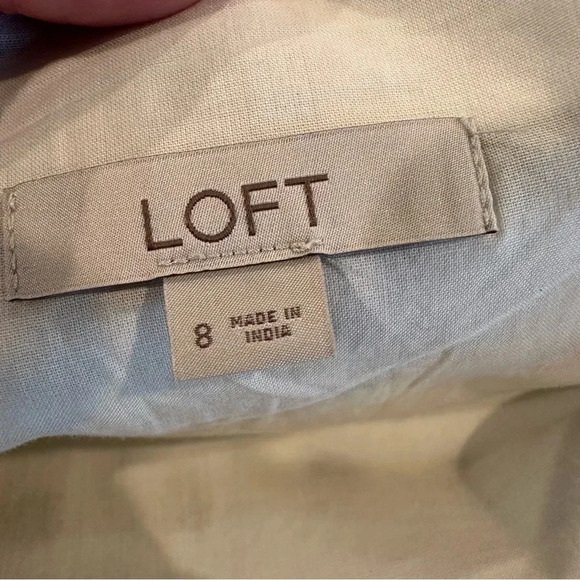 Loft Bohemian Boucle A-Line White, Blue & Green Midi Skirt Size 8 - Picture 6 of 8